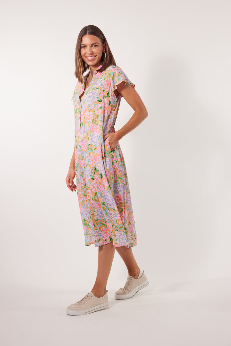 Botanical Shirt Dress Sunset Hydrangea – Morgan & Page