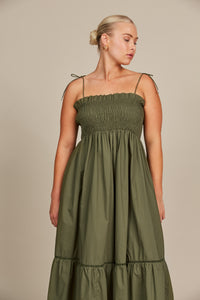 Remi Shirred Maxi Olive