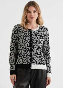 Leopard Cardigan Mid Grey