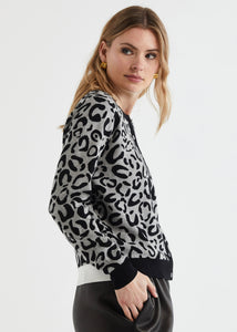 Leopard Cardigan Mid Grey