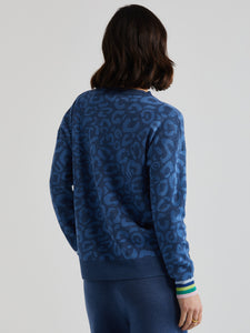 Leopard Crew Pullover Denim