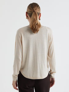 Rounded Bottom V-Neck Pullover Natural