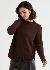 Cotton Mock Turtle Neck Chocolate