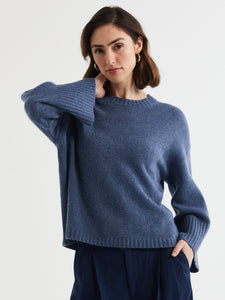 Wide Sleeve Crew Jumper Denim