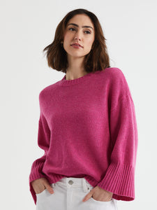 Wide Sleeve Crew Jumper Grape