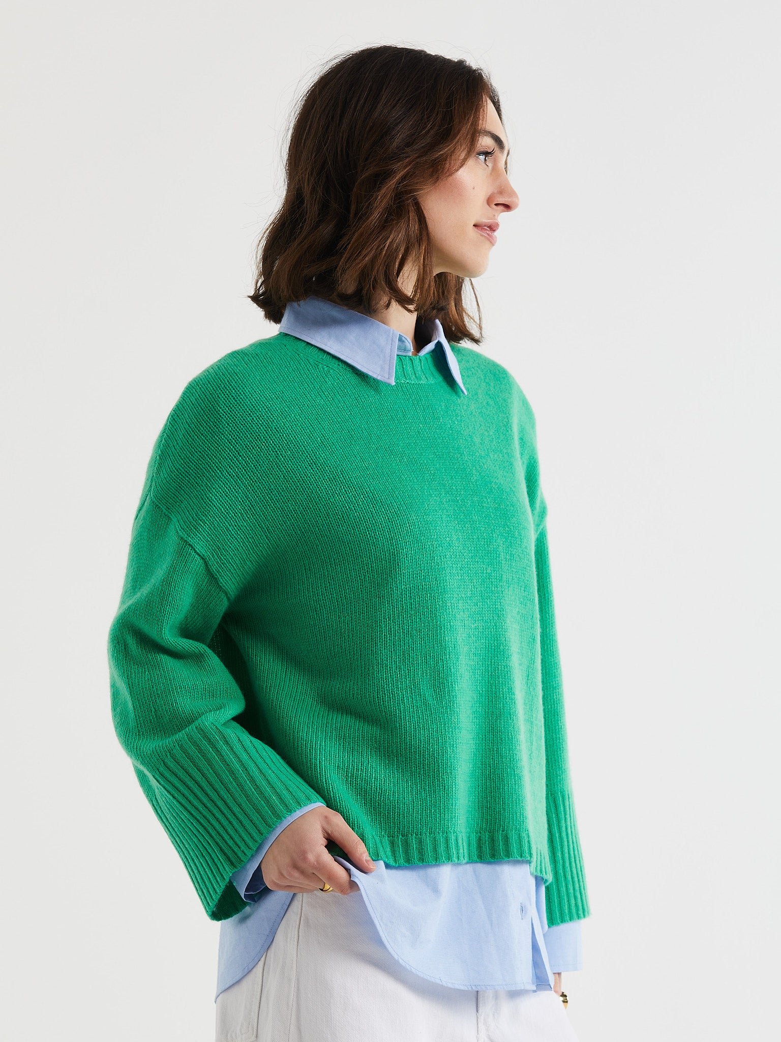 Wide Sleeve Crew Jumper Parakeet