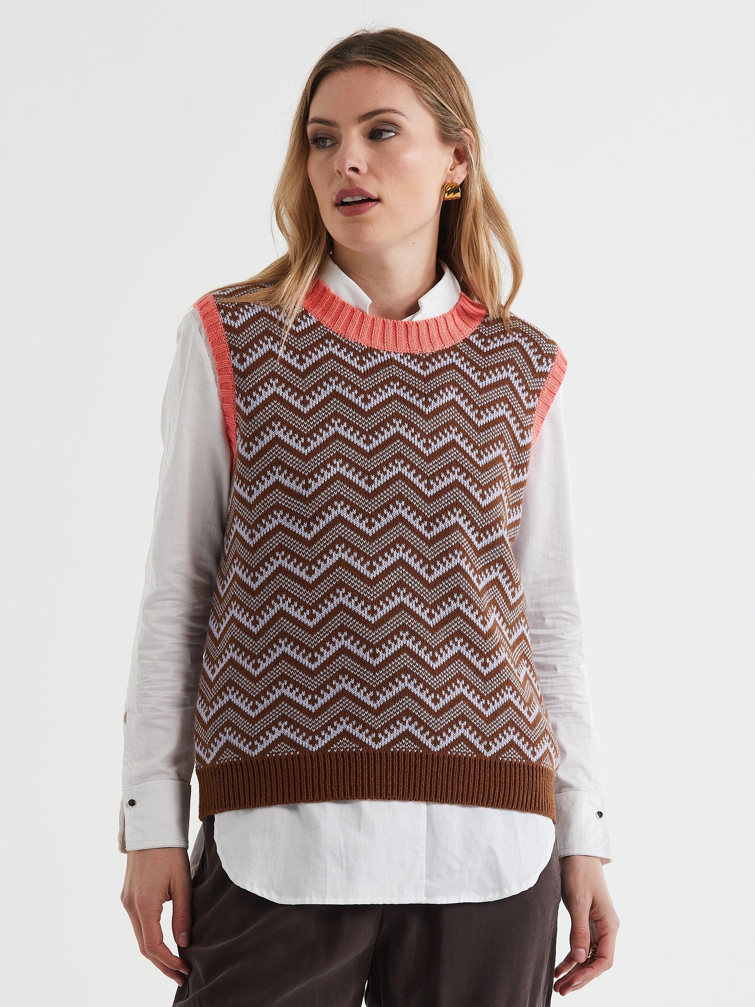 Cotton Vest Brown