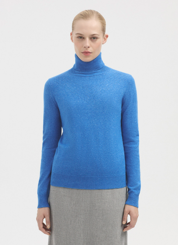 Openwork Rollneck Jumper Blue