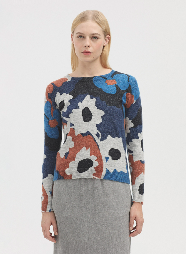 Flor City Print Jumper - Navy