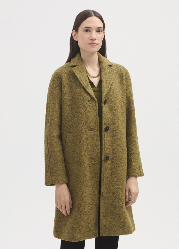 Basic Boucle Coat - Light Khaki