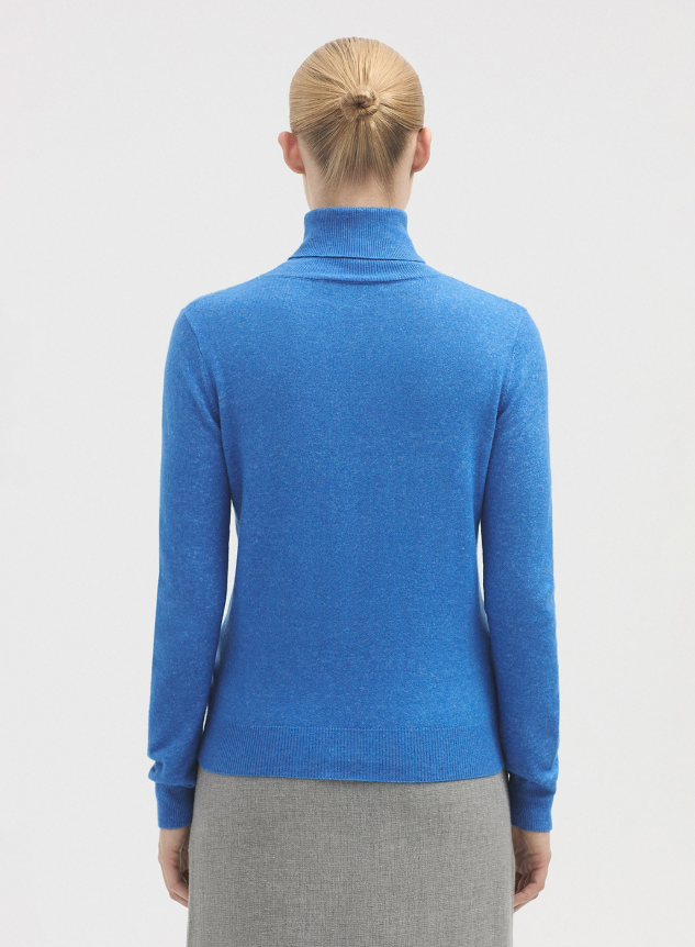 Openwork Rollneck Jumper Blue