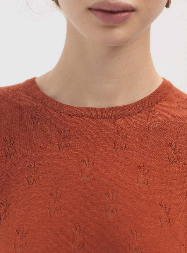 Openwork Detailing Jumper - Terracotta