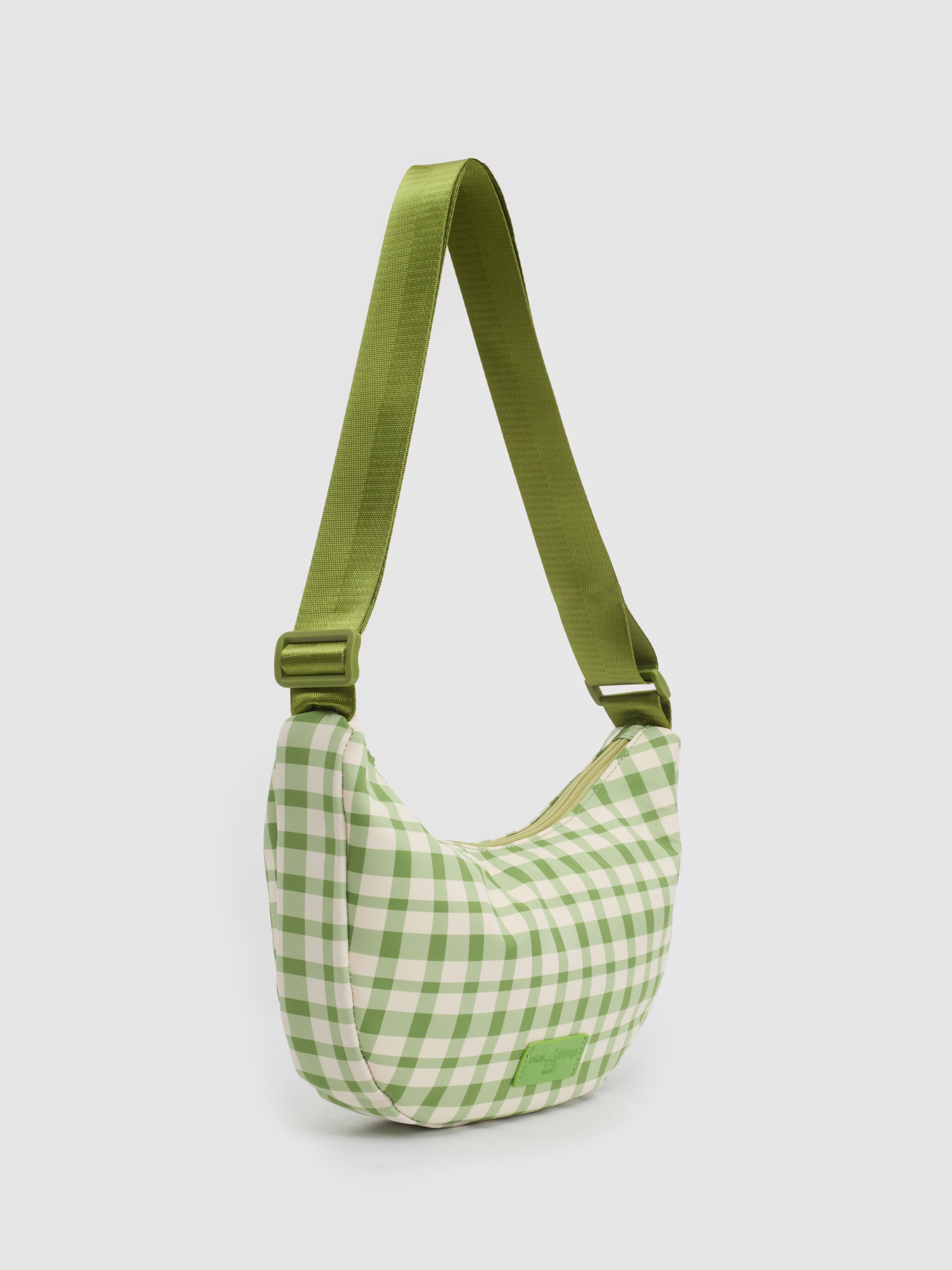 Nice Things Green Check Nylon Bag