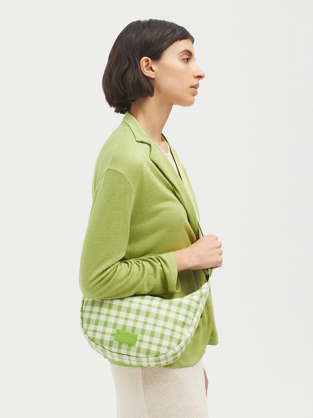 Nice Things Green Check Nylon Bag