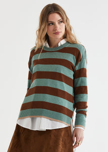 Block Stripe Crew Moss