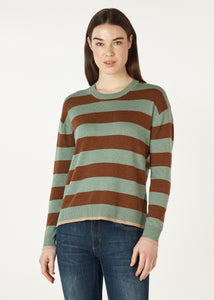 Block Stripe Crew Moss