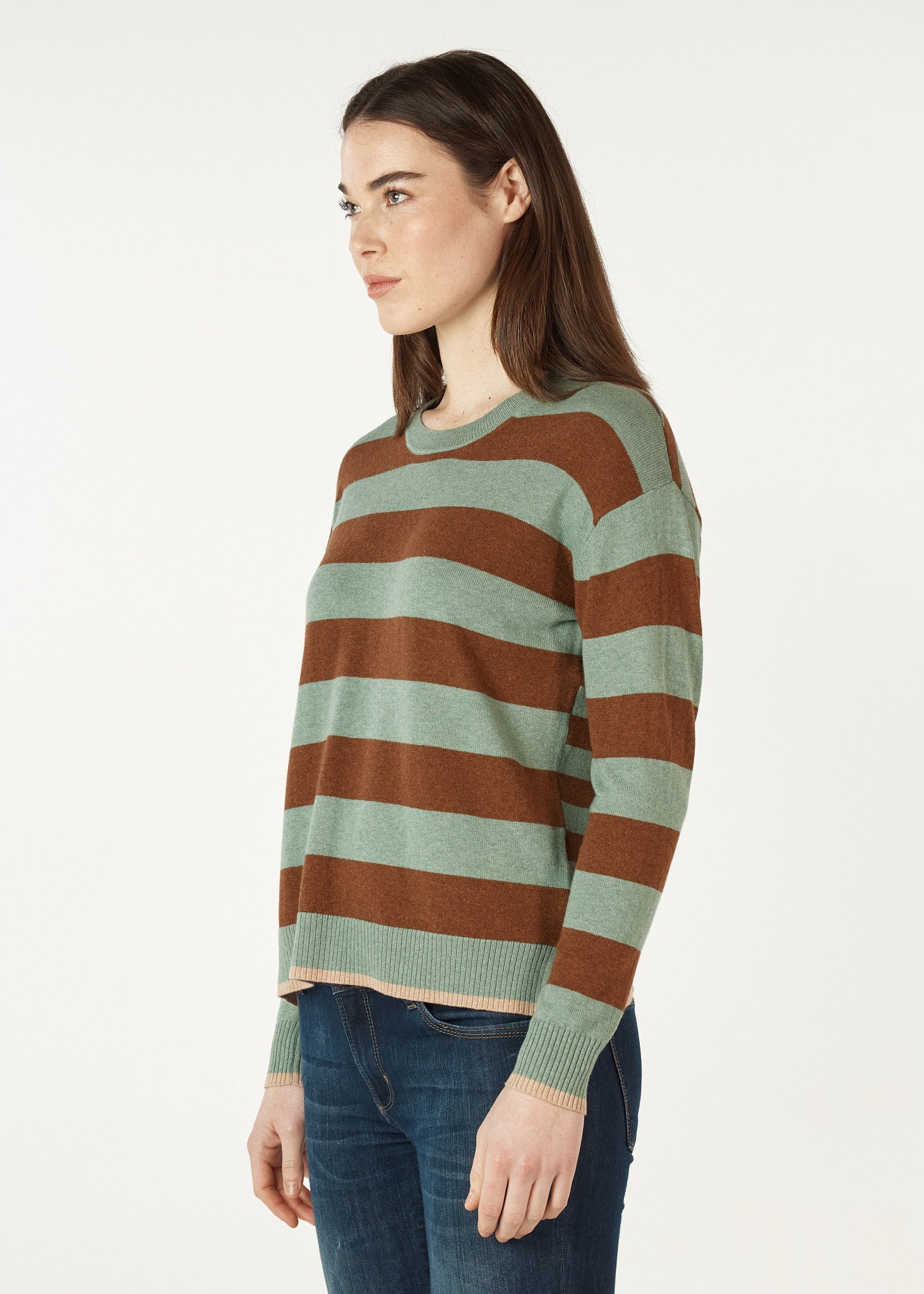 Block Stripe Crew Moss