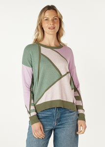 Mosaic Intarsia Jumper Khaki