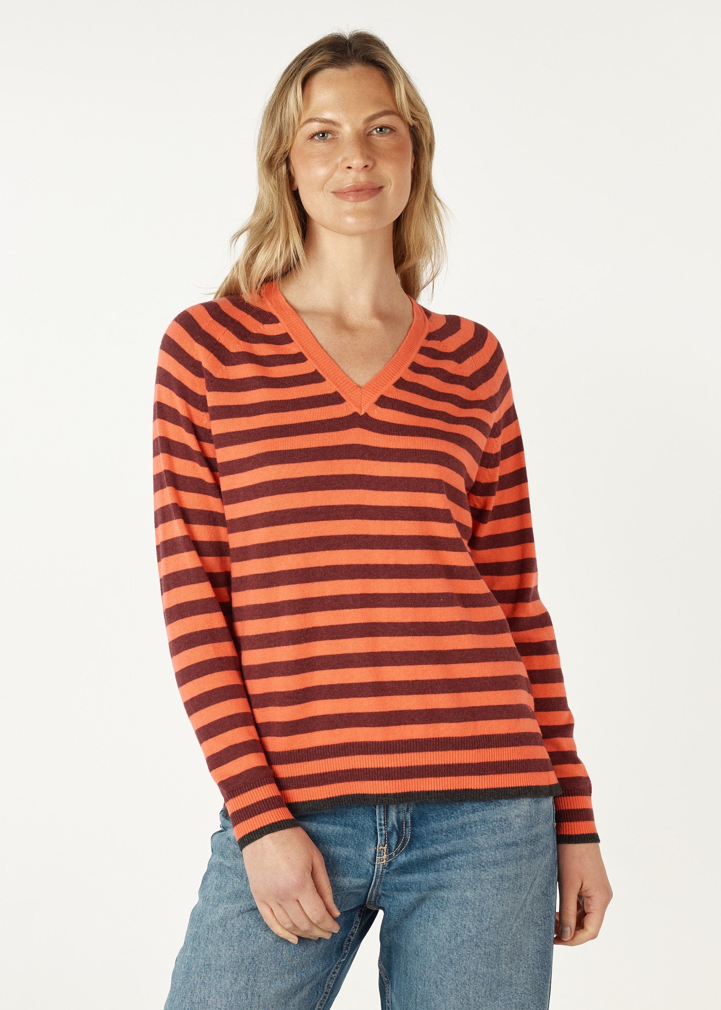 Essential Stripe V-Neck Guava