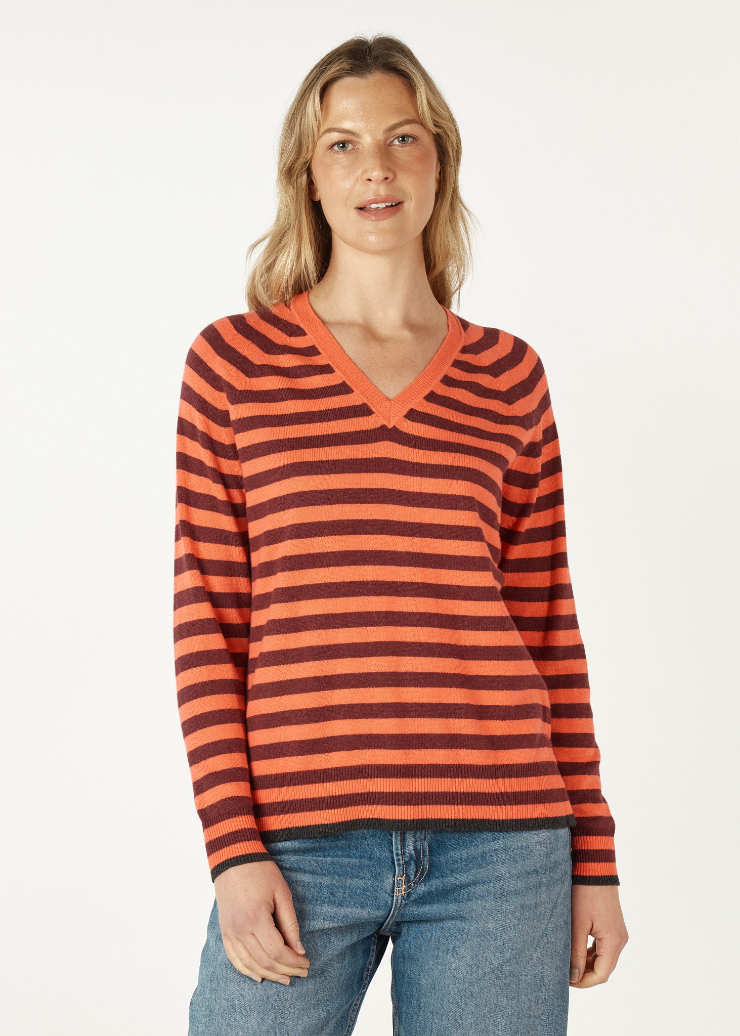 Essential Stripe V-Neck Guava