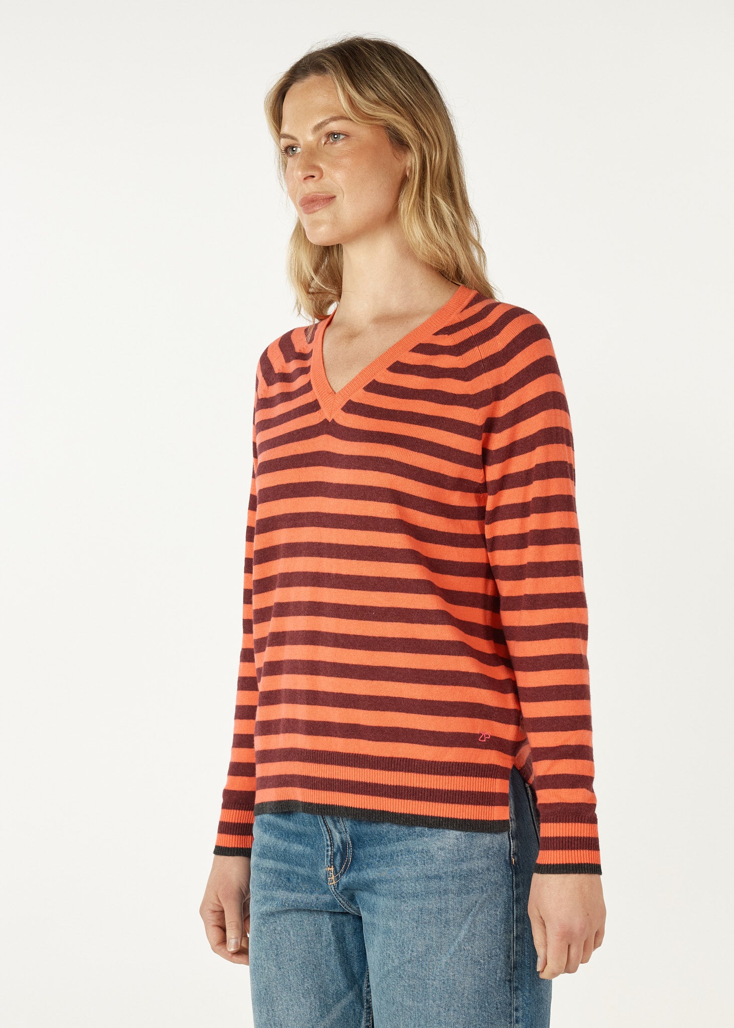 Essential Stripe V-Neck Guava