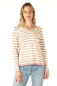 Essential Stripe V-Neck Oat