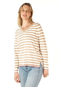 Essential Stripe V-Neck Oat