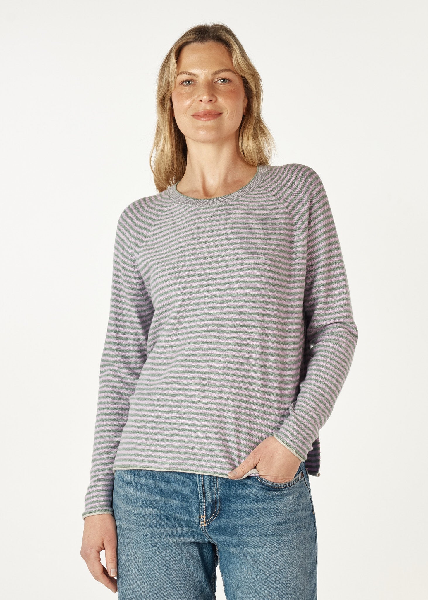 Essential Stripe Crew Moss