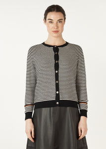 Essential Stripe Cardigan Black