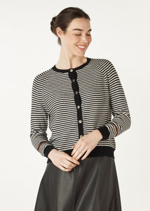 Essential Stripe Cardigan Black