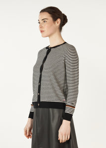 Essential Stripe Cardigan Black