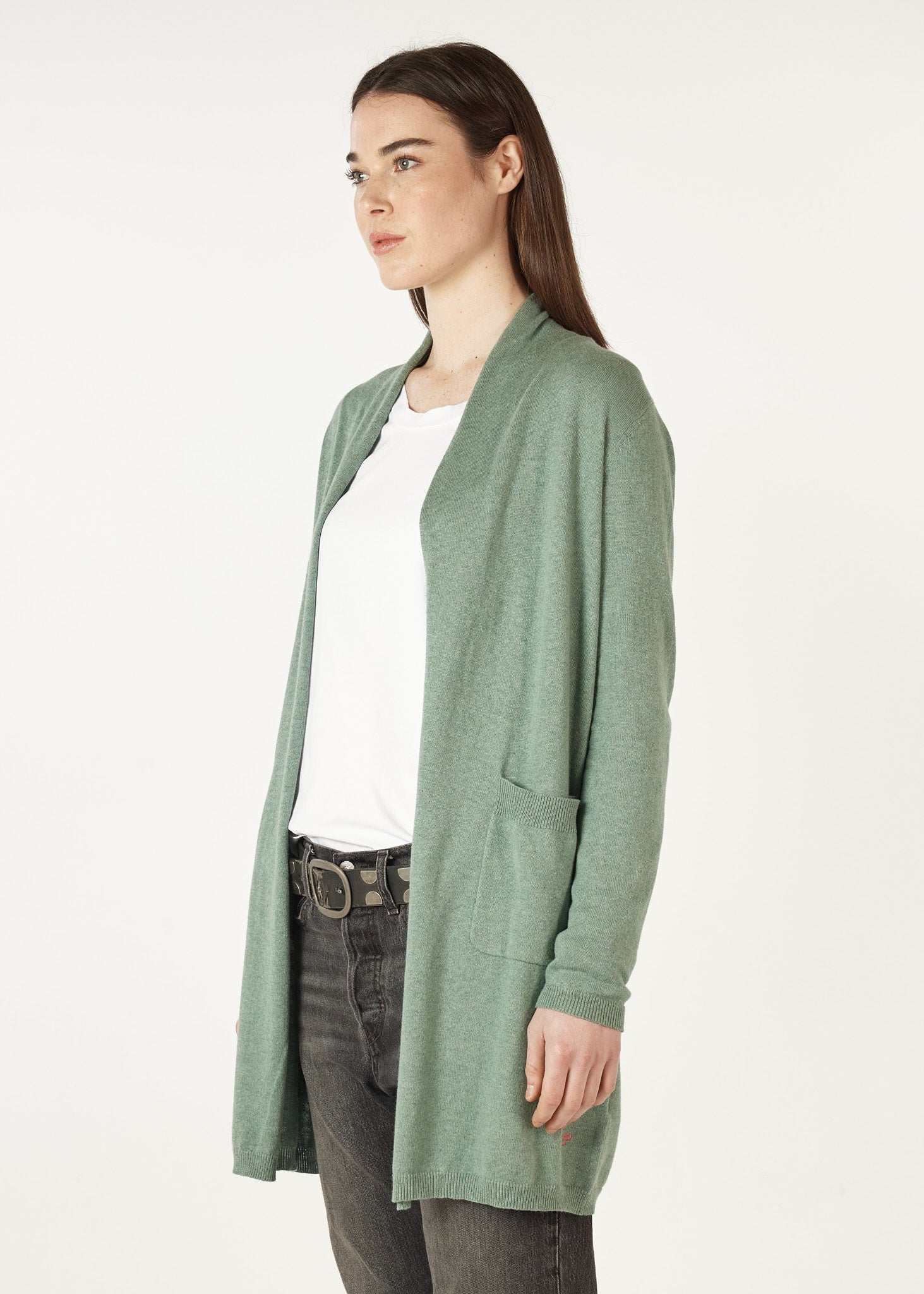 Essential Long Length Cardigan Moss