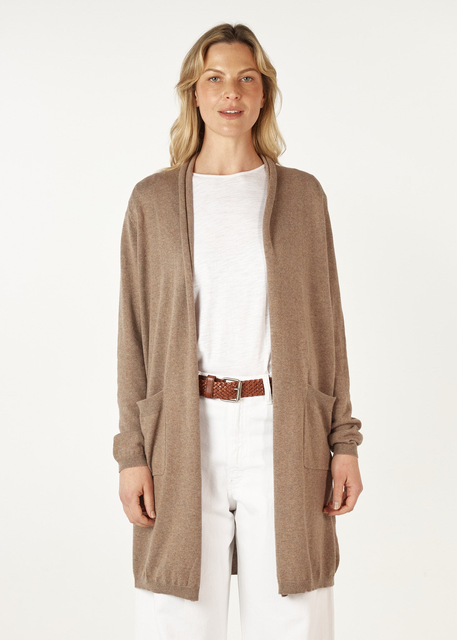 Essential Long Length Cardigan Bark