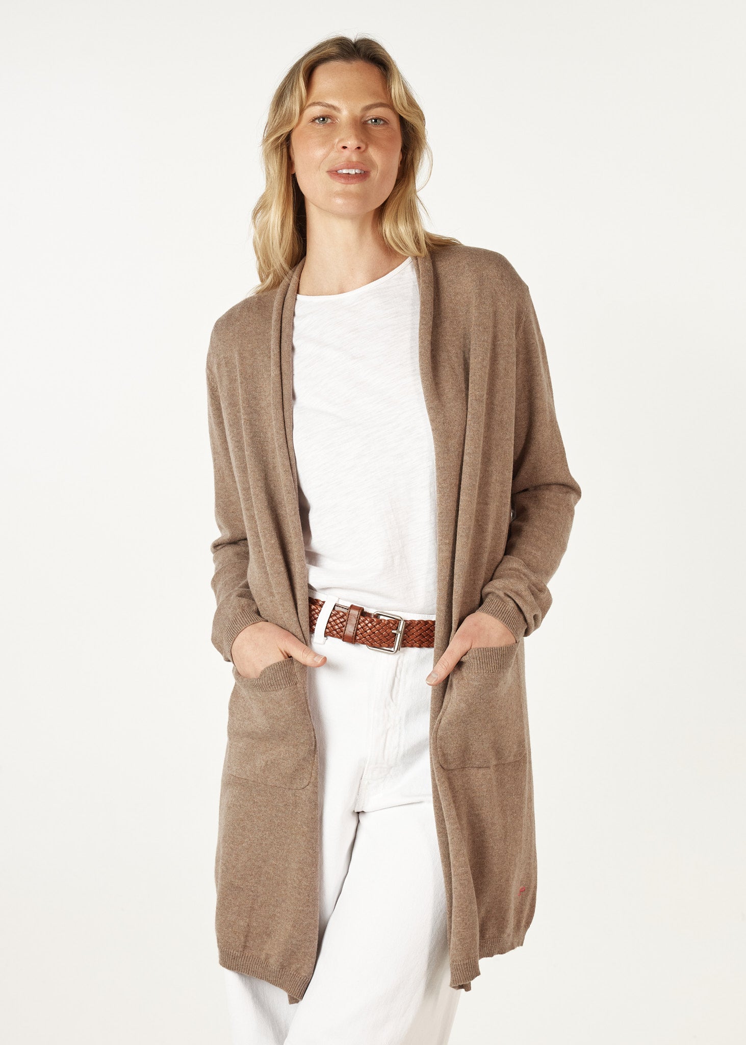 Essential Long Length Cardigan Bark