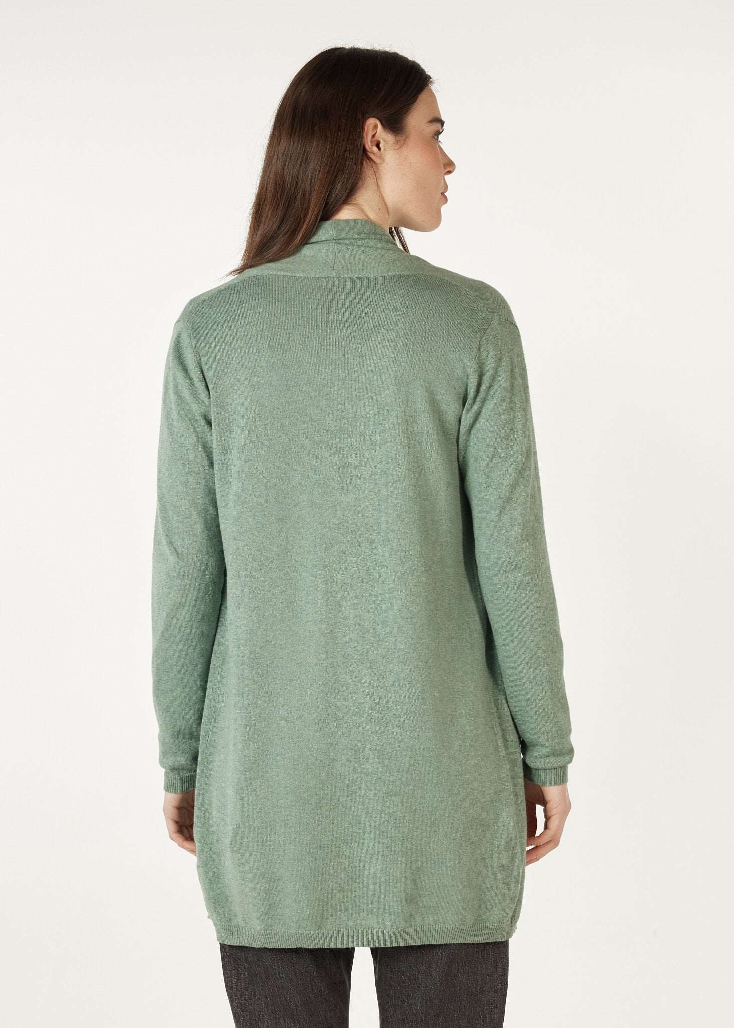 Essential Long Length Cardigan Moss