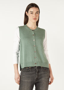 Essential Button Vest Moss