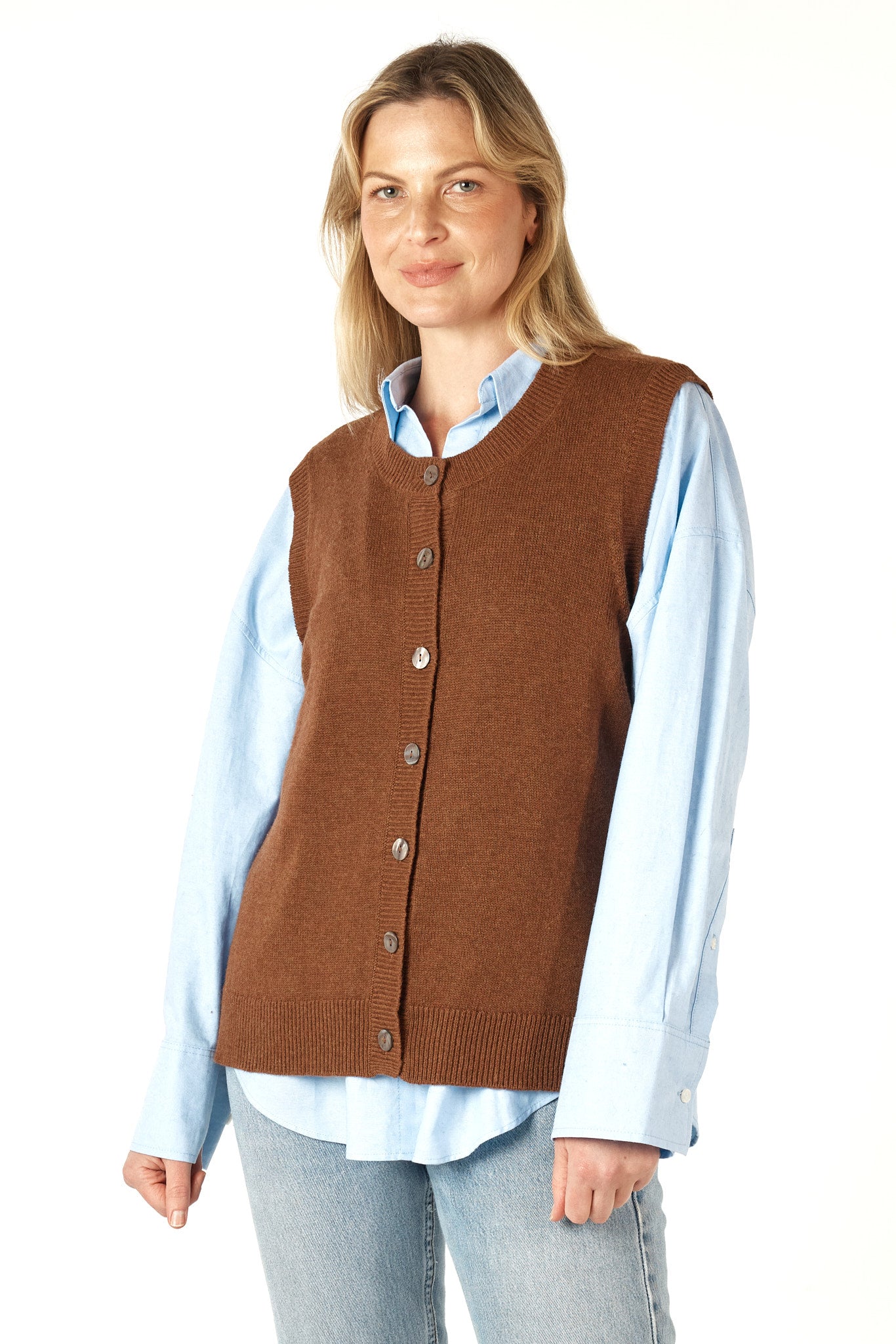 Essential Button Vest Coffee