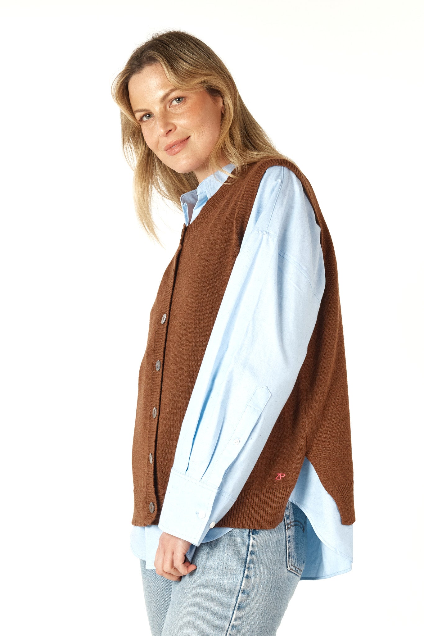 Essential Button Vest Coffee