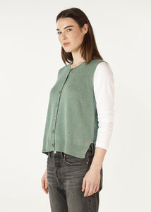 Essential Button Vest Moss