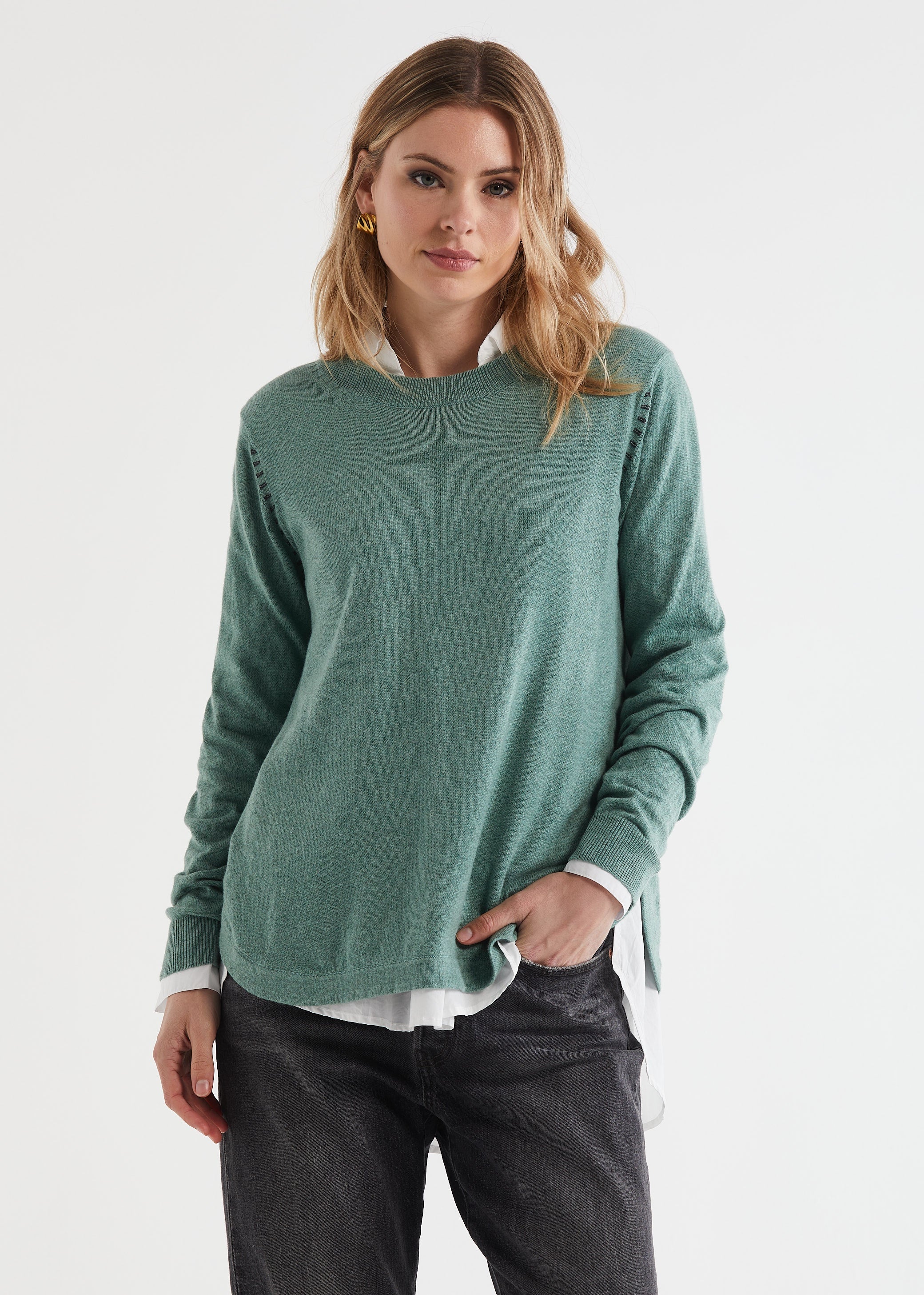 Essential Shirt Bottom Pullover Moss